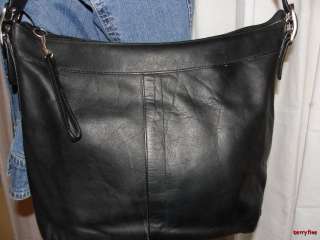 BFS03~CAFÉ by MARLO Black Leather HOBO Shoulder Bag Handbag Purse 