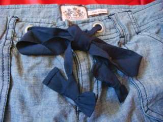NWT JUICY COUTURE Blue Chambray Capri Pants Jeans Sz 8  