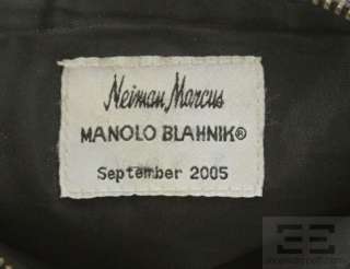 Manolo Blahnik For  Black Leather & Burgundy Embroidered 