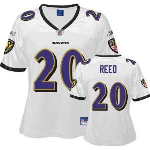  Ed Reed White Reebok Replica Baltimore Ravens Womens 