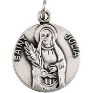    Sterling Silver 18.00 MM St. Julia Medal W/ 18 Inch Chain Jewelry