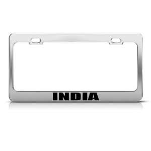 India Indian Flag Chrome Country license plate frame Stainless Metal 