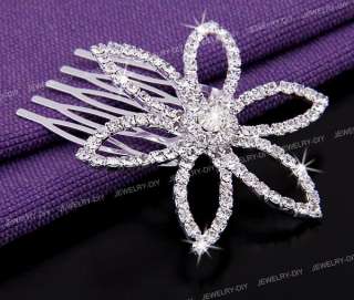   Flower Rhinestone Crystal Jewelry Bridal Hair Comb Pin 2.3  