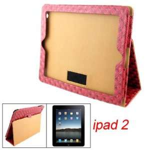   Diamond Pattern Faux Leather Red Cover for Apple iPad 2 Electronics