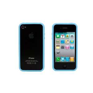   TM)TPU Frame Bumper Side Case for Apple iPhone 4 4S Metal Buttons Blue