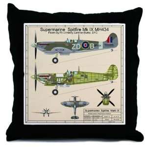  Spitfire Cutaway Blueprint Throw Pillow