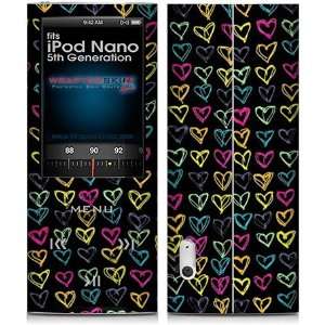 iPod Nano 5G Skin Kearas Hearts Black Skin and Screen Protector Kit by 