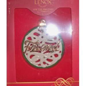  Lenox Open Work Porcelain Friend Christmas Ball Ornament 