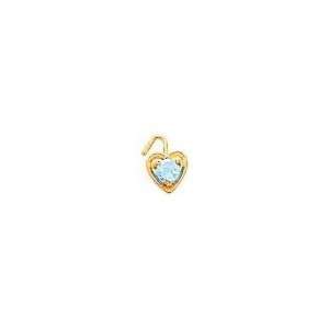  14K Gold March Birthstone Heart Charm Jewelry