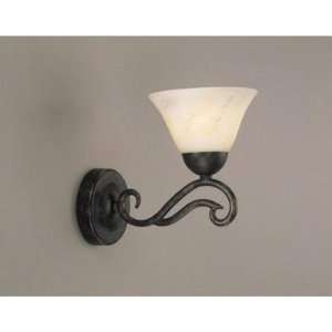 Olde Iron Wall Sconce with Italian Marble Glass Shade Finish Black 