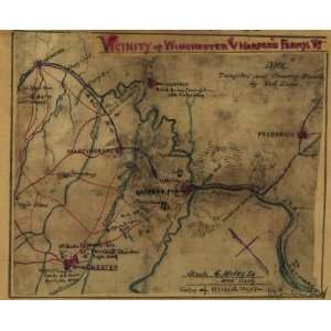 Civil War Map Vicinity of Winchester and Harpers Ferry 