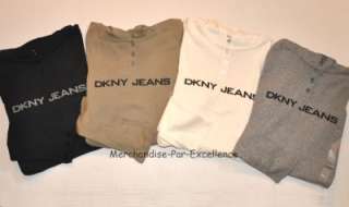 New Womens DKNY JEANS Shirt Long Sleeve Top Henley hoodie Size Small 