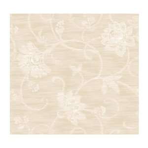   AD8140 Floral Jacobean Wallpaper, Linen/Bisque/White