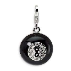 Sterling Silver 3 D swarovski Crystal Magic 8 Ball With Lobster Clasp 
