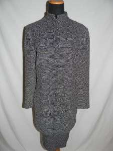 John Collection Santana Knit Herringbone Style Skirt Jacket Suit Sz 10 