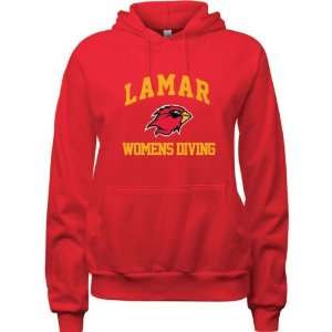 Lamar Cardinals Red Womens Womens Diving Arch Hooded Sweatshirt 