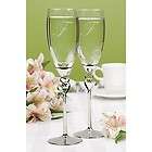   Wedding Toasting Flutes Linked Heart Engraved Champagne Glasses