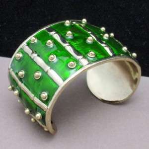 Lilly Pulitzer Green Enamel Cuff Bracelet with Studs  