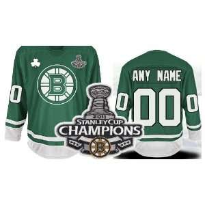 Customized Champions Patch Boston Bruins Blank Green Hockey Jersey NHL 