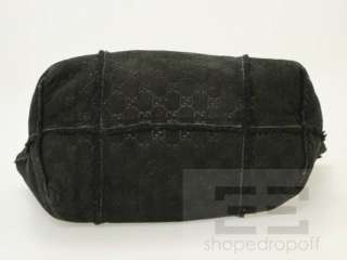 Gucci Black Suede Monogram Shearling Jolicoeur Large Tote Bag  