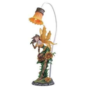  Green And Yellow Sunflower Fairy Lamp Collectible 