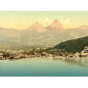  Vintage Travel Poster   Mythen and the Brunnen Lake Lucerne 