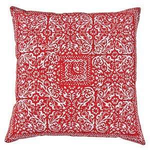  Red Hand Block Printed Pillow Cover