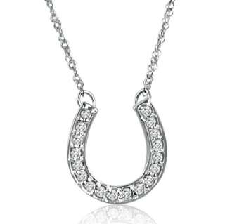 4ct Diamond Horseshoe Necklace in 10K White Gold 16in  