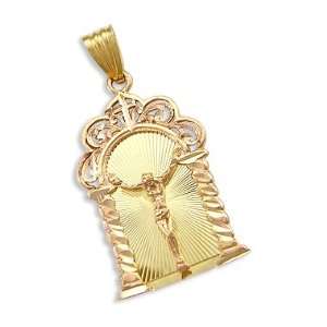    14k Yellow and Rose Gold Jesus Crucifix Cross Pendant Jewelry
