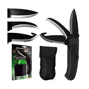  Durable Stainless Steel Tri Blade Knife w/ Carrying Bag 