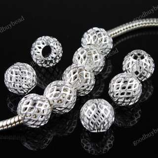 100X WHOLESALE SILVER NET BALL SPACER CHARM BEADS  