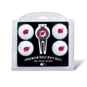 Wisconsin Badgers 4 Ball/ Divot Tool Gift Set  Sports 