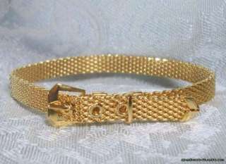 Vintage Bracelet Gold Tone Textured Square Links 8 New Old Stock NOS 