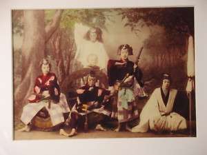 Meiji Period Samurai Kabuki Photo Matted Picture  