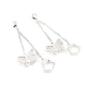  Earrings silver Papillons Jumeaux white. Jewelry