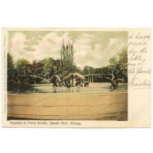   Postcard Fountain in Floral Garden   Lincoln Park   Chicago Illinois