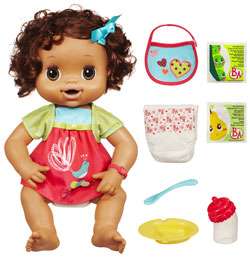 doll comes with a two packets of her favorite food dress bib bowl 