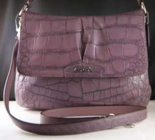 NWT COACH ASHLEY EMBOSSED EXOTIC LILAC LEATHER FLAP SHOULDER CROSS 