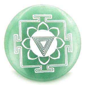 Kali Yantra Amulet Green Aventurine Magic Gemstone Circle Spiritual 