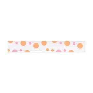New   Bubble Dots Grosgrain Ribbon 7/8X30 Yards   Pink/Orange by May 