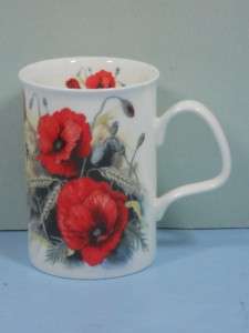 NEW Roy Kirkham Fine Bone China Lancaster Shape Mug Poppys ENGLAND 