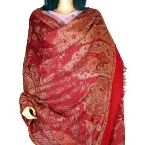 Red Kani Ladies Kashmiri Couture Shawl Afghan Cashmere 