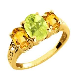  2.15 Ct Oval Lemon Quartz and Citrine Gold Plated Silver 