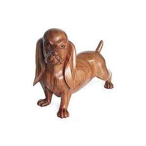  Wood statuette, Bassett Hound Puppy