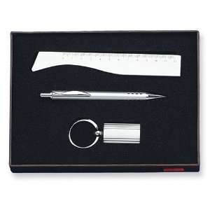    Silver tone Engraveable Ruler Pen Key Ring Gift Set Jewelry