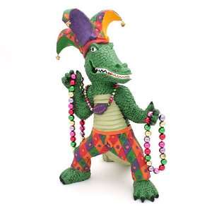  Mardi Gras Jester Ceramic Alligator Statue 14 in 