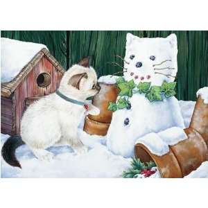  Snowcat Surprise Christmas Card   Kitten And Cats Holiday 