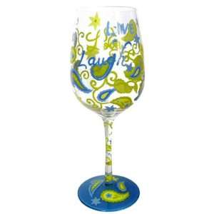 Live Laugh Love Hand Painted Wine Glass, Set of 2  