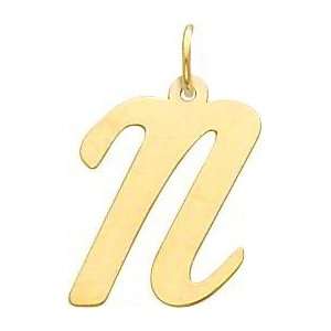  Cursive Letter N Charm 14k Gold Jewelry