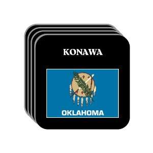 US State Flag   KONAWA, Oklahoma (OK) Set of 4 Mini Mousepad Coasters